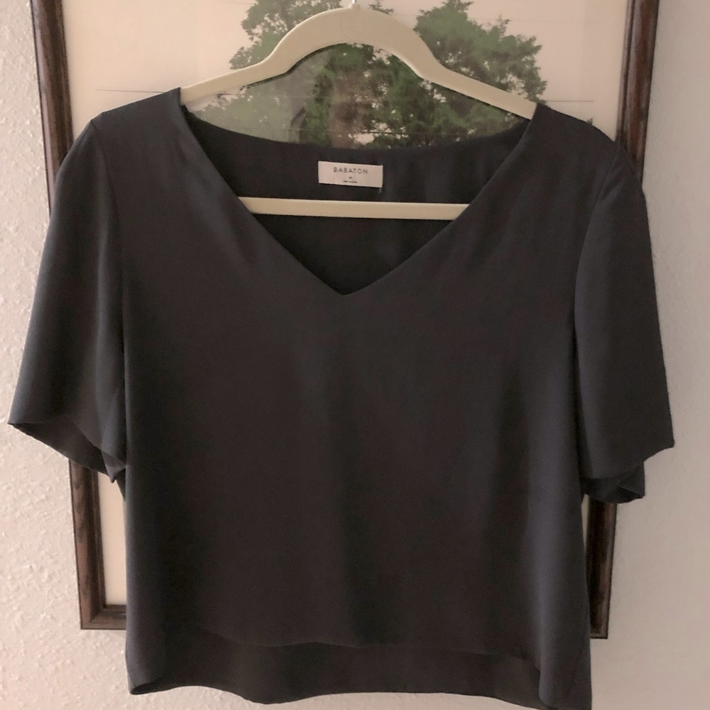 Silky Babaton V-Neck Blouse - Sz M, EUC